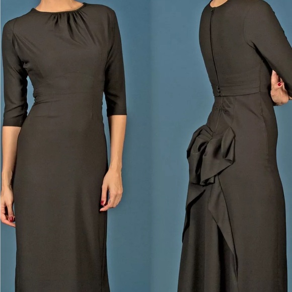 Stop Staring Dresses & Skirts - 🆕 Stop Staring pinup vintage retro Elegant Black Dress with Bow Detail